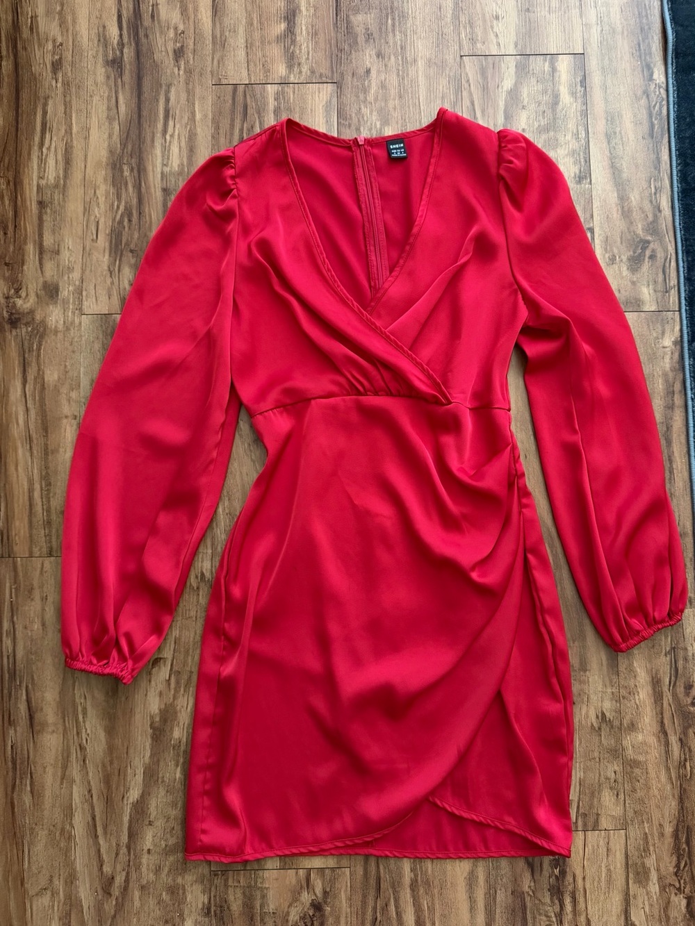Red Wrap Satin Dress - Shein